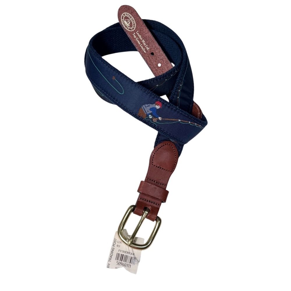 Leather Man Limited Fisherman Fabric and Leather Belt 40" NWT